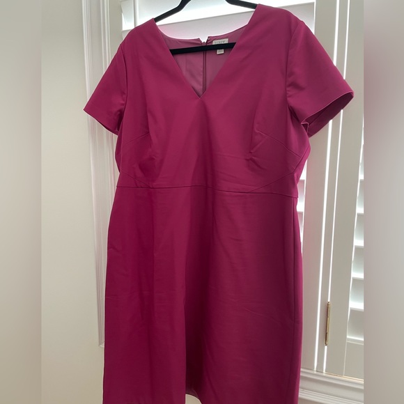 J Crew Cap-sleeve V-neck work dress Size 20, Pink - Picture 2 of 9